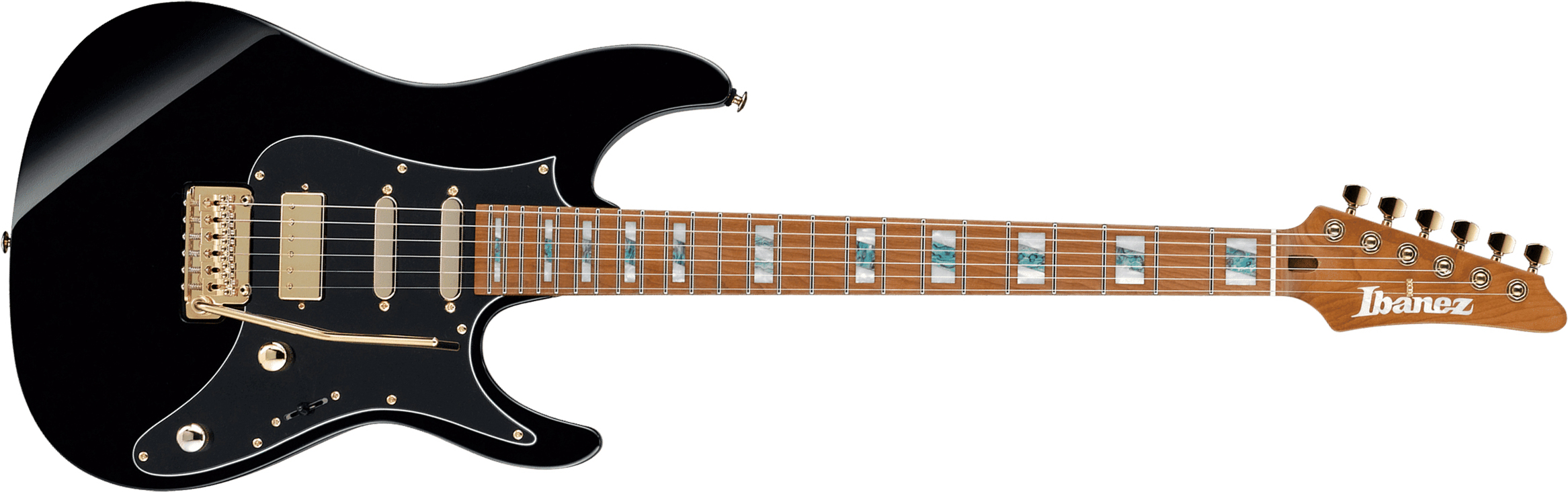 Ibanez Tim Henson Thbb10 Bk Premium Signature Hss Trem Mn +housse - Black - Guitarra eléctrica con forma de str. - Main picture