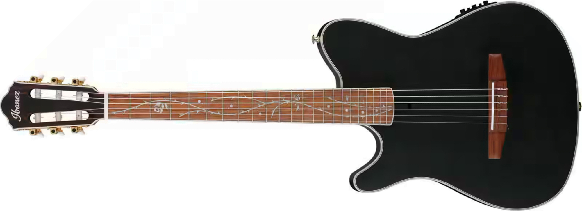 Ibanez Tim Henson Tod10n Tkf Ind Signature Lh Gaucher Epicea Sapele Rw - Transparent Black Flat - Guitarra clásica 4/4 - Main picture