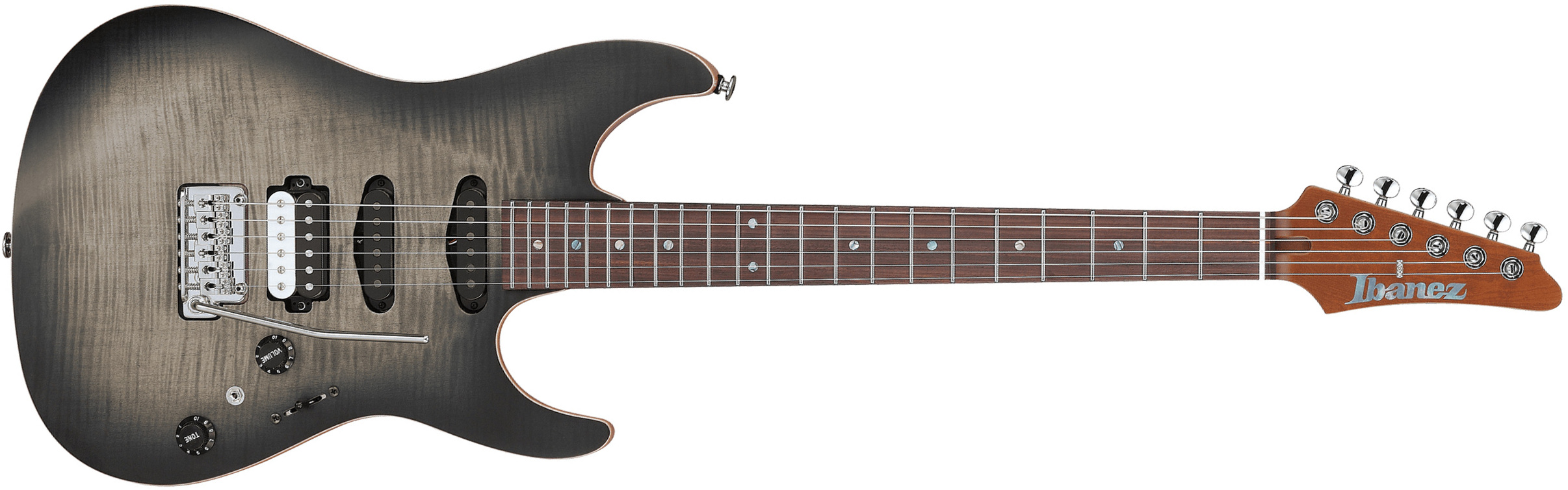 Ibanez Tom Quayle Tqm2 Jap Signature Hss Trem Rw - Charcol Black Burst Flat - Guitarra eléctrica de autor - Main picture