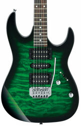Guitarra eléctrica con forma de str. Ibanez GRX70QA TEB GIO - Transparent emerald burst
