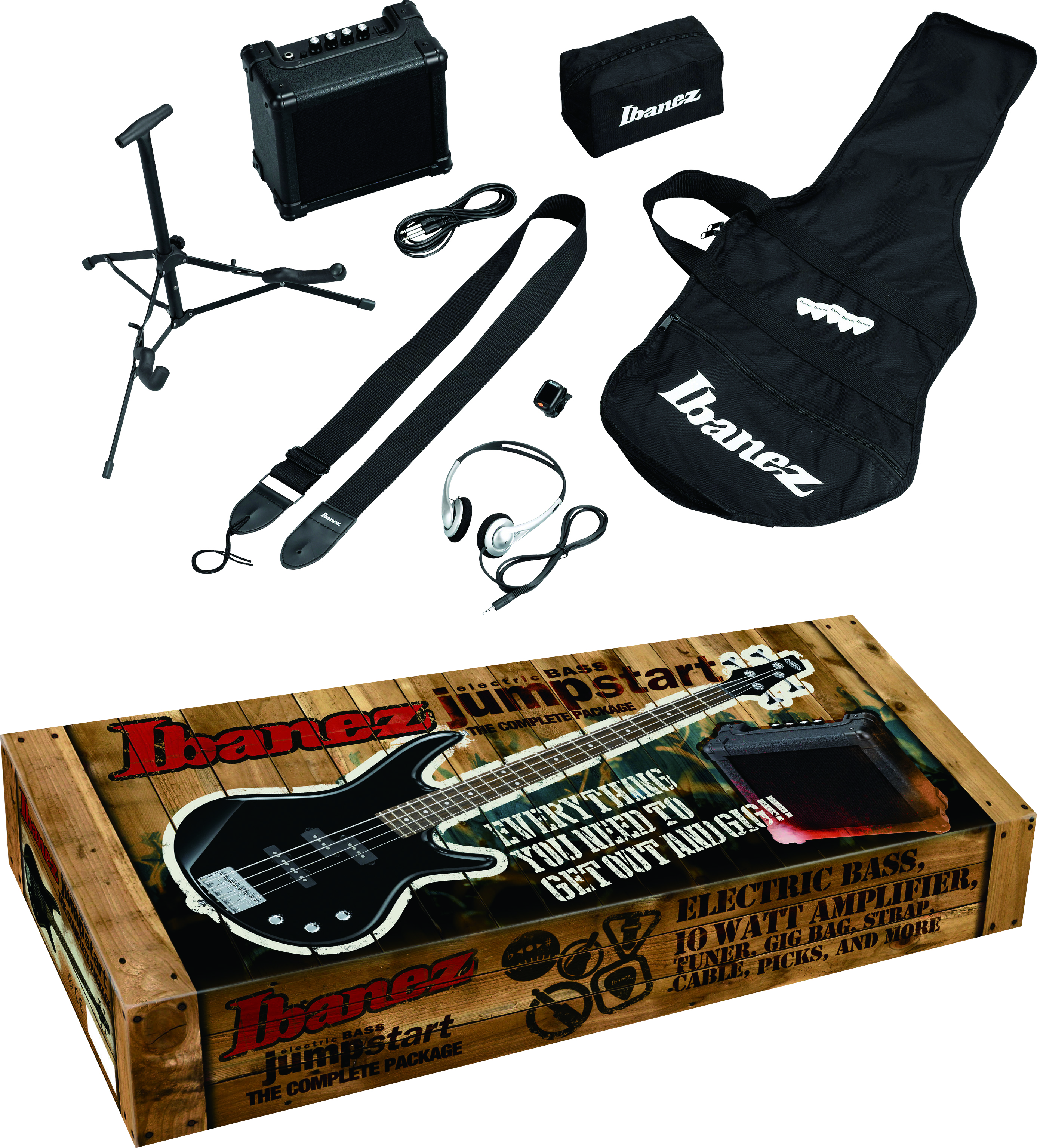 Pack bajo eléctrico Ibanez IJSR190 Jumpstart Pack - walnut sunburst marrón