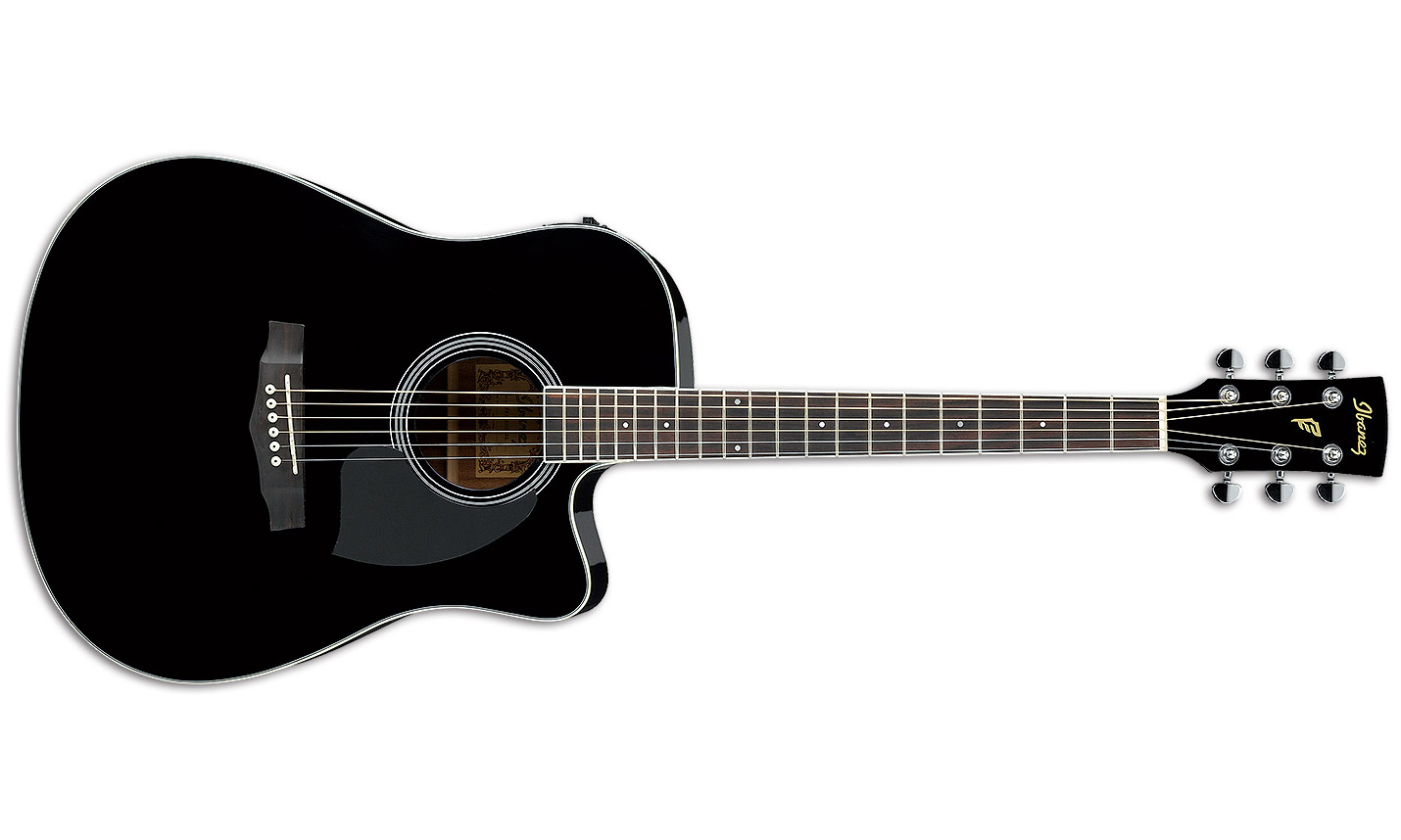 Ibanez Pf15ece Bk Dreadnought Cw Epicea Acajou Lau - Black - Guitarra electro acustica - Variation 1