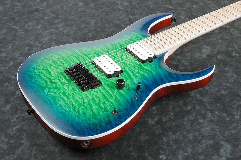 Ibanez Rgaix6mqm Srb Iron Label  Hh Ht Mn - Surreal Blue Burst - Guitarra eléctrica con forma de str. - Variation 1