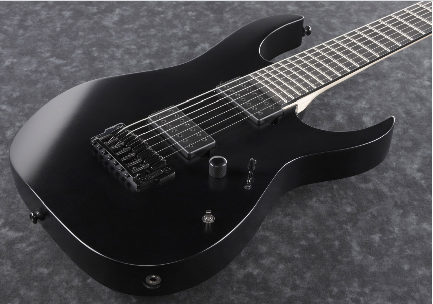 Ibanez Rgixl7 Bkf Iron Label Hh Dimarzio Ht Eb - Black Flat - Guitarra eléctrica de 7 cuerdas - Variation 1