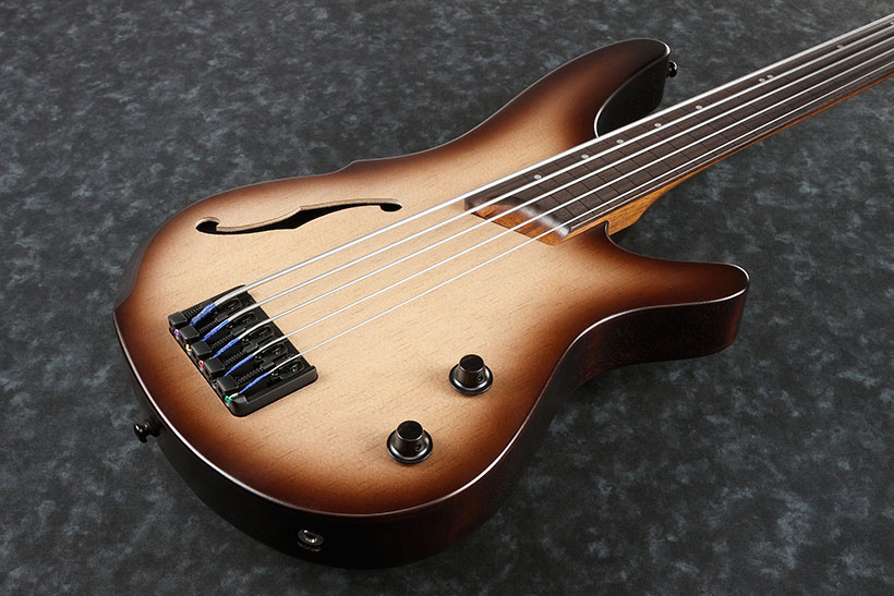 Ibanez Srh505f Nnf Fretless Bass Workshop Pan - Dragon Eye Burst Flat - Bajo eléctrico de cuerpo sólido - Variation 1