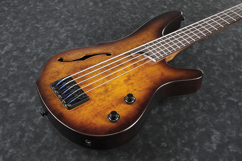 Ibanez Srh505 Def Workshop 5-cordes Piezo - Dragon Eye Burst Flat - Bajo eléctrico semi caja - Variation 1