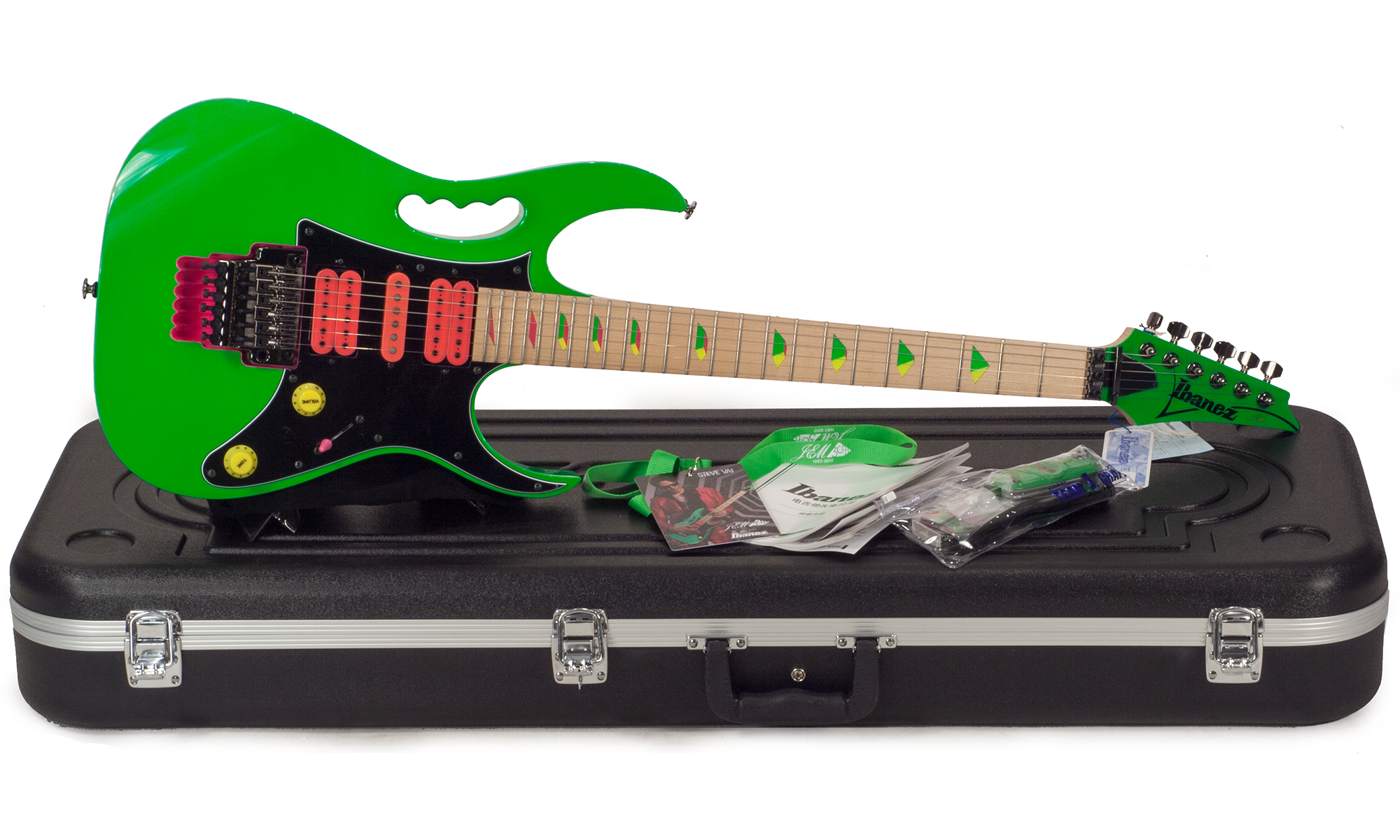 Ibanez Steve Vai Jem777 Lng Japon Signature Hsh Dimarzio Fr - Loch Ness Green - Guitarra eléctrica con forma de str. - Variation 2
