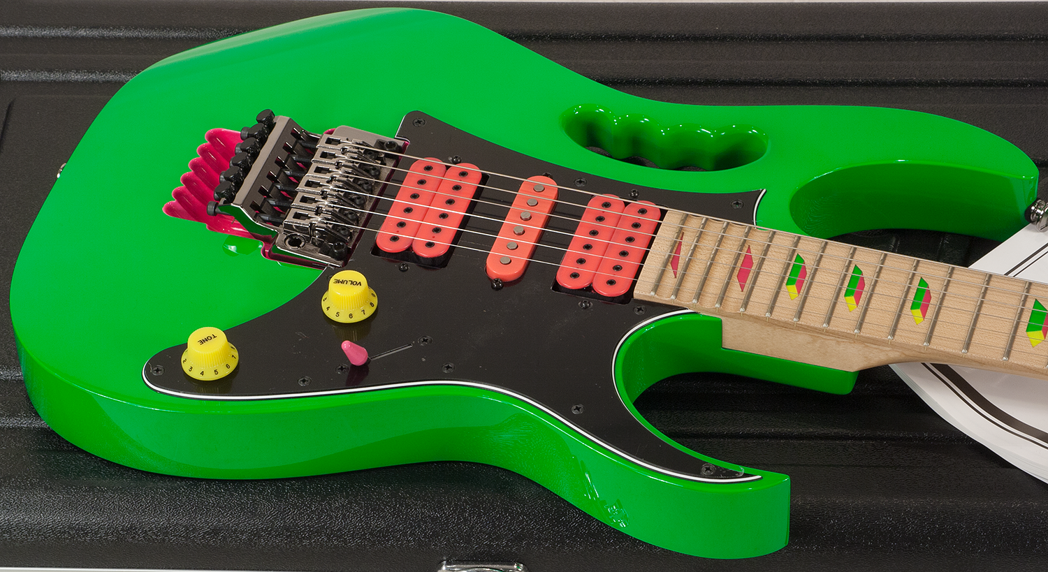Ibanez Steve Vai Jem777 Lng Japon Signature Hsh Dimarzio Fr - Loch Ness Green - Guitarra eléctrica con forma de str. - Variation 4
