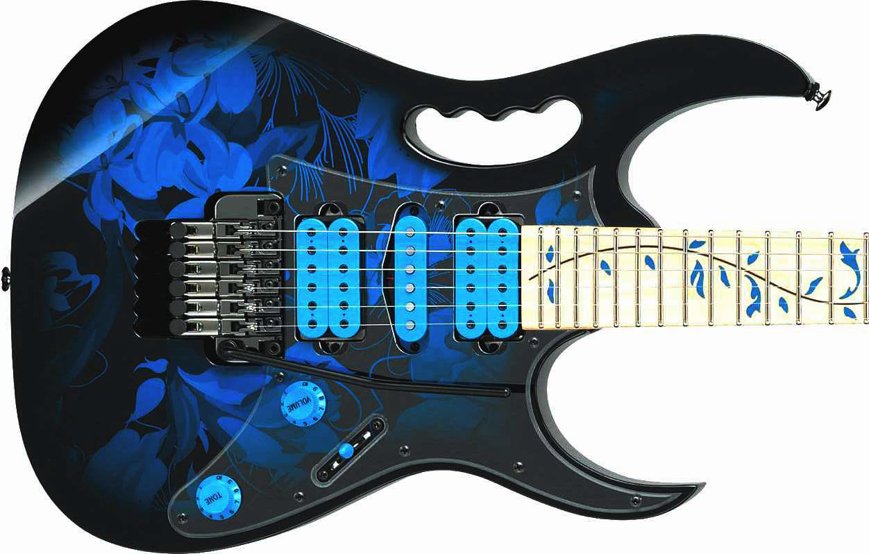 Ibanez Steve Vai Jem77p Bfp Premium Hsh Fr Mn - Blue Floral Pattern - Guitarra eléctrica con forma de str. - Variation 2