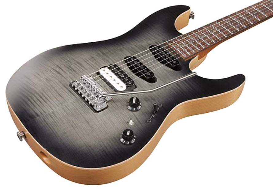 Ibanez Tom Quayle Tqm2 Jap Signature Hss Trem Rw - Charcol Black Burst Flat - Guitarra eléctrica de autor - Variation 2