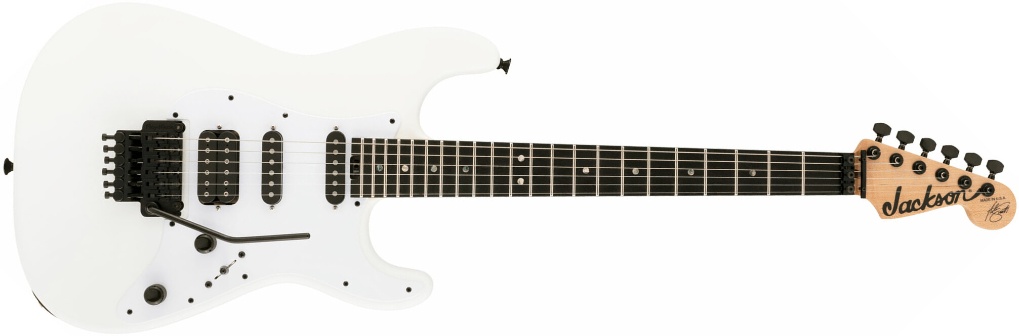 Jackson Adrian Smith San Dimas Usa Signature Hss Dimarzio Fr Ebo - Snow White - Guitarra eléctrica con forma de str. - Main picture