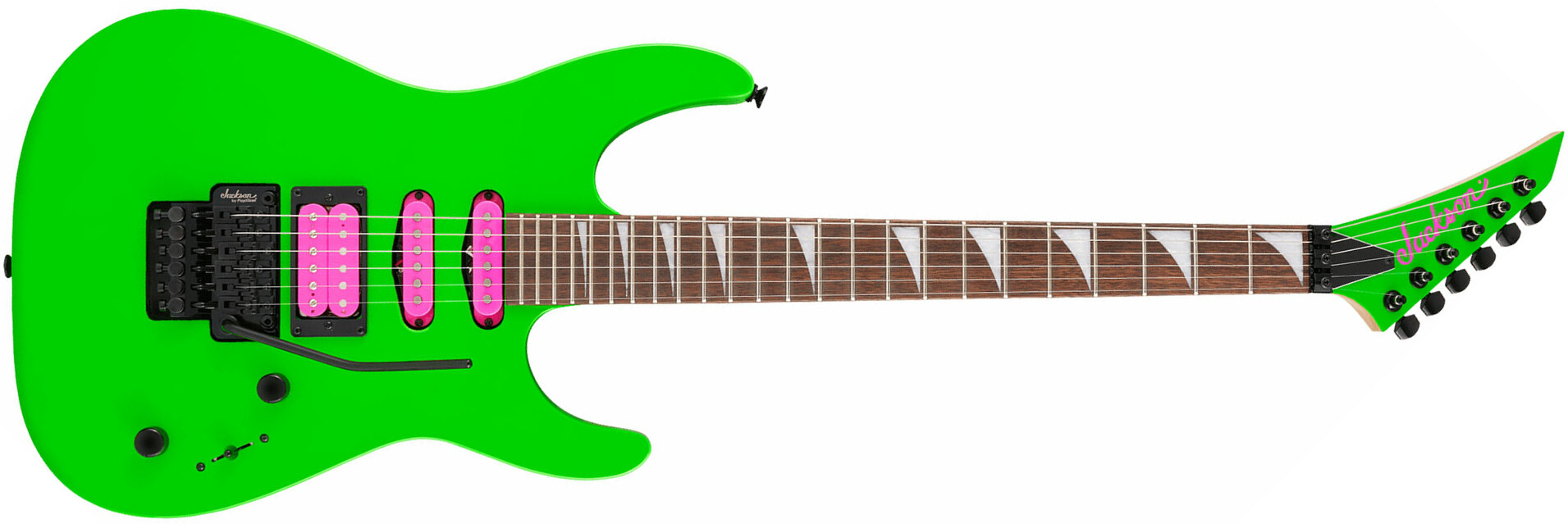 Jackson Dinky Dk3xr Hss Fr Lau - Neon Green - Guitarra eléctrica con forma de str. - Main picture