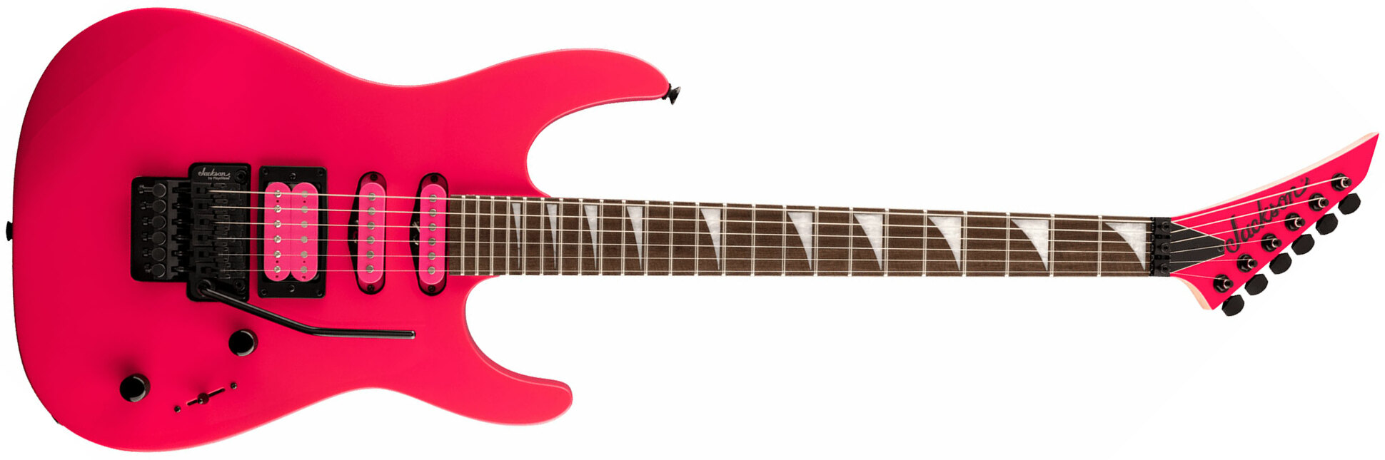 Jackson Dinky Dk3xr Hss Fr Lau - Neon Pink - Guitarra eléctrica con forma de str. - Main picture