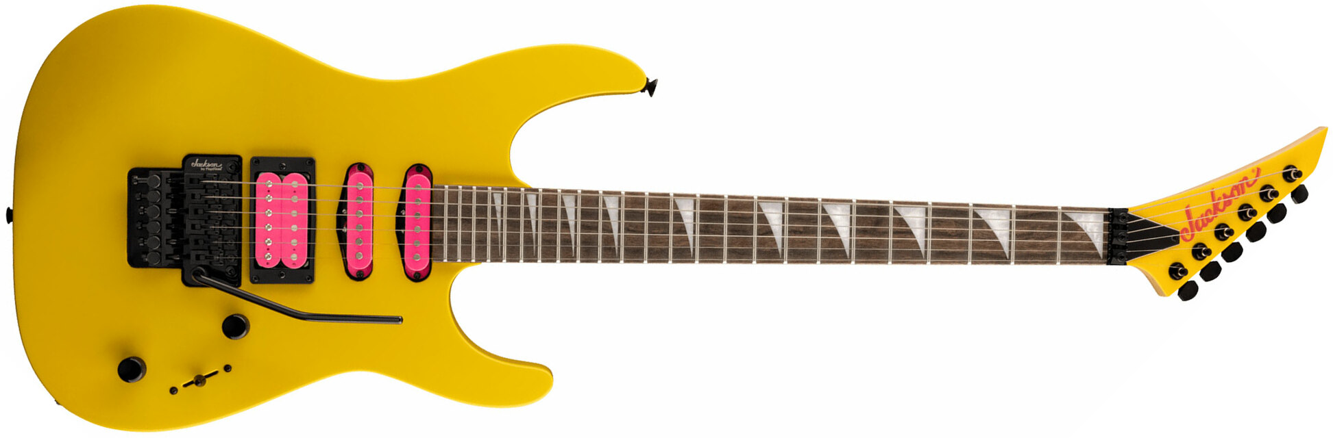 Jackson Dinky Dk3xr Hss Fr Lau - Caution Yellow - Guitarra eléctrica con forma de str. - Main picture