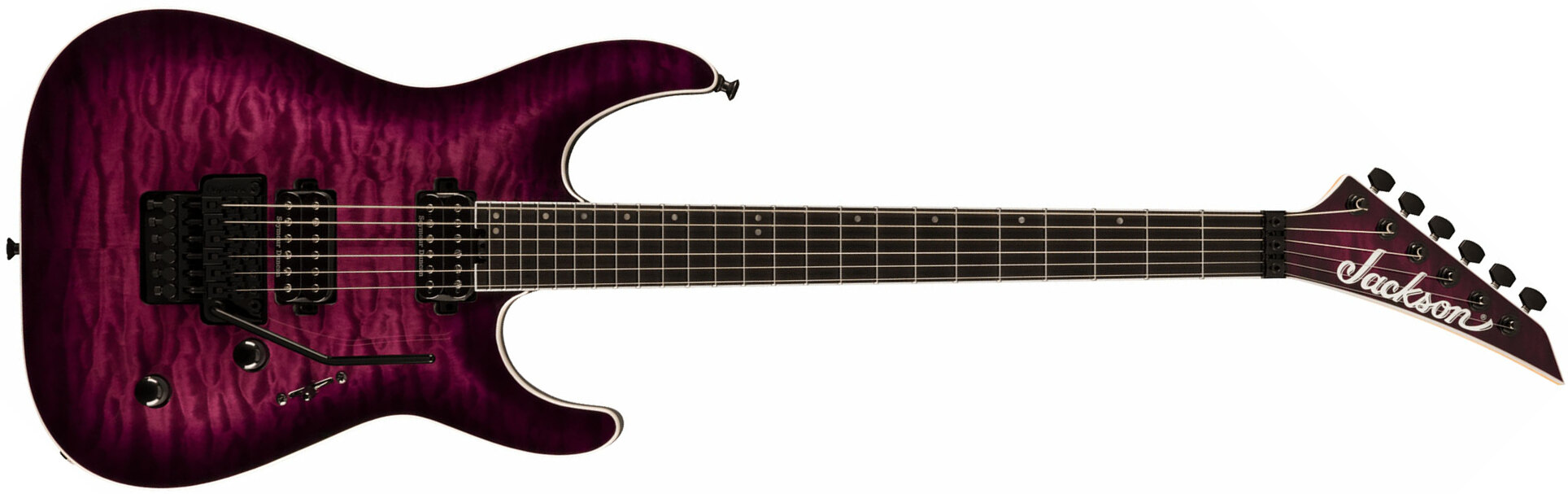 Jackson Dinky Dkaq Pro Plus 2h Seymour Duncan Fr Eb - Transparent Purple Burst - Guitarra eléctrica con forma de str. - Main picture