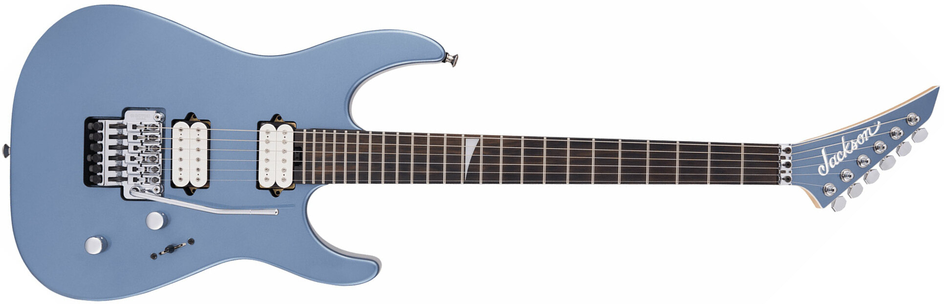 Jackson Dinky Dkr Mj Jap 2h Dimarzio Fr Eb - Ice Blue Metallic - Guitarra eléctrica con forma de str. - Main picture