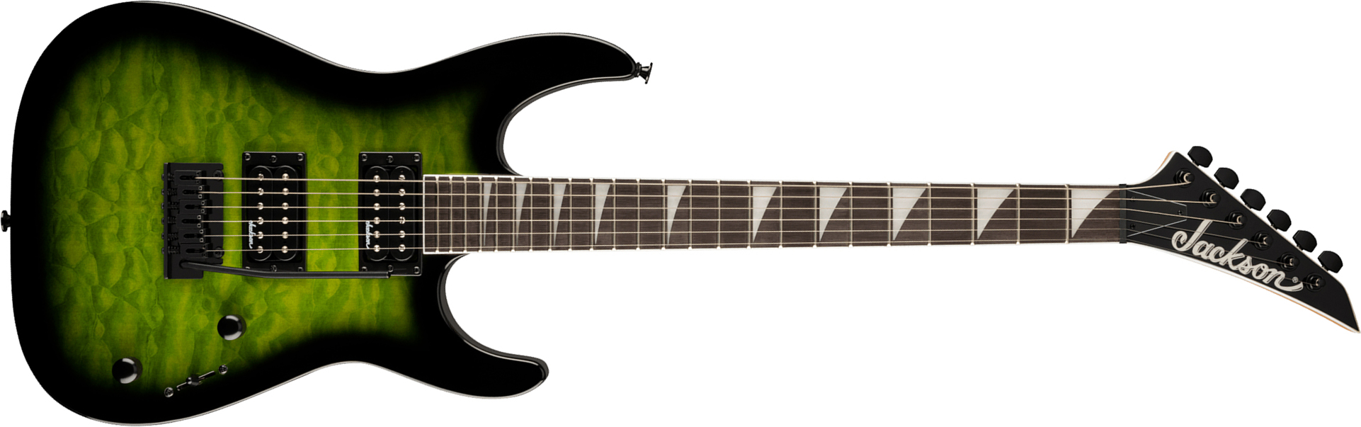 Jackson Dinky Js20 Dkq 2pt 2h Trem Ama - Transparent Green Burst - Guitarra eléctrica con forma de str. - Main picture