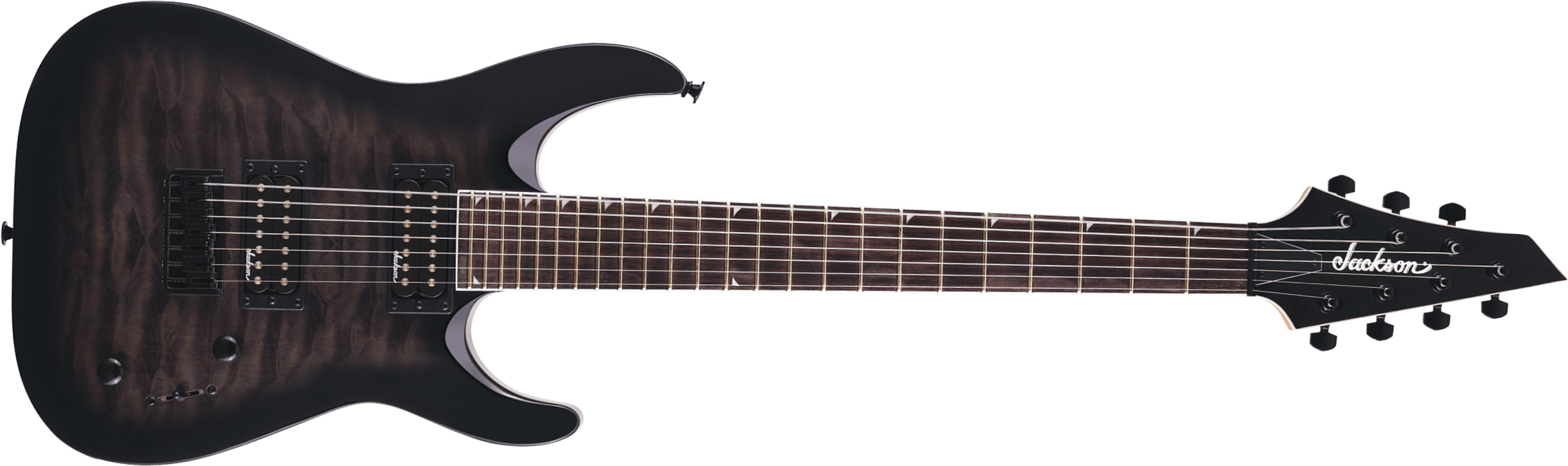 Jackson Dinky Js22q-7 Dka Ht Arch Top 2h Ht Ama - Transparent Black Burst - Guitarra eléctrica de 7 cuerdas - Main picture