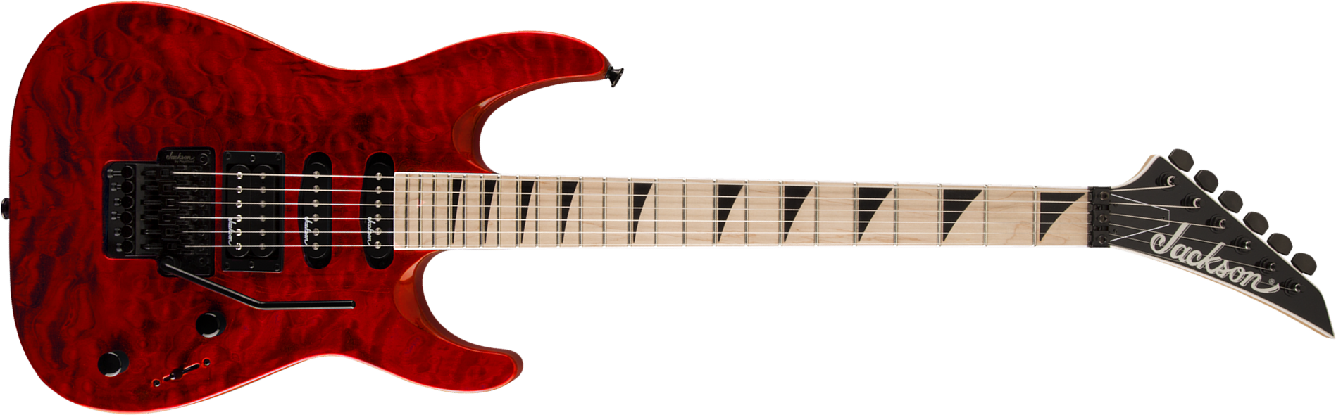 Jackson Dinky Js34q Dka Hss Fr Mn - Trans Red - Guitarra electrica metalica - Main picture