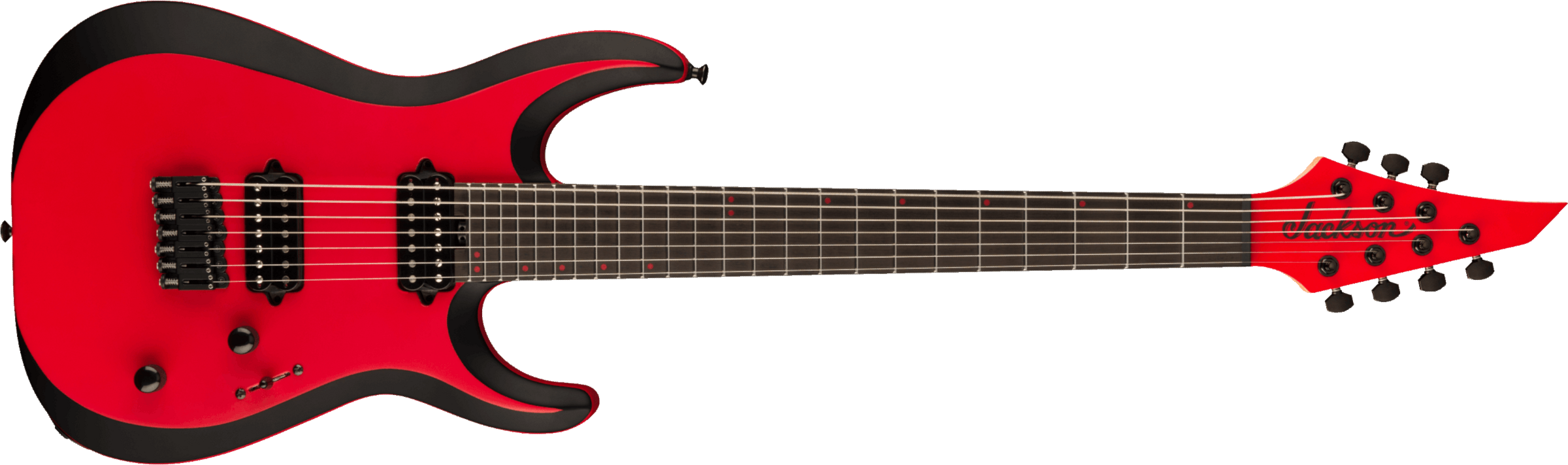 Jackson Dinky Mdk Ht7 Pro Plus 2h Bare Knuckle Eb - Satin Red W/black Bevels - Guitarra eléctrica de 7 cuerdas - Main picture