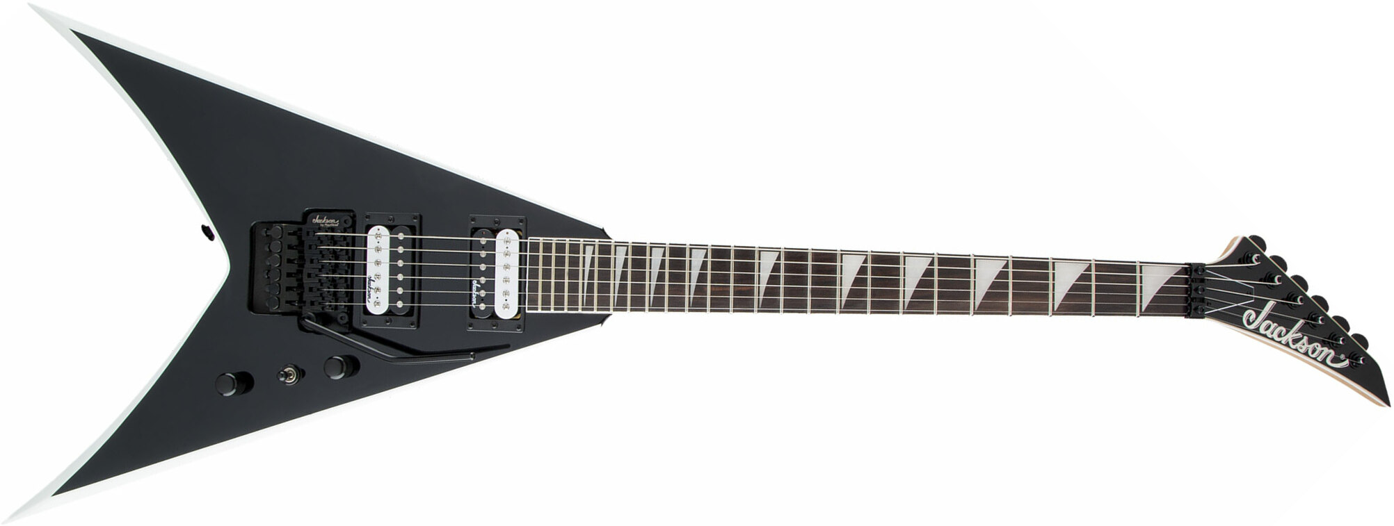 Jackson King V Js32 2h Fr Ama - Black White Bevels - Guitarra electrica metalica - Main picture