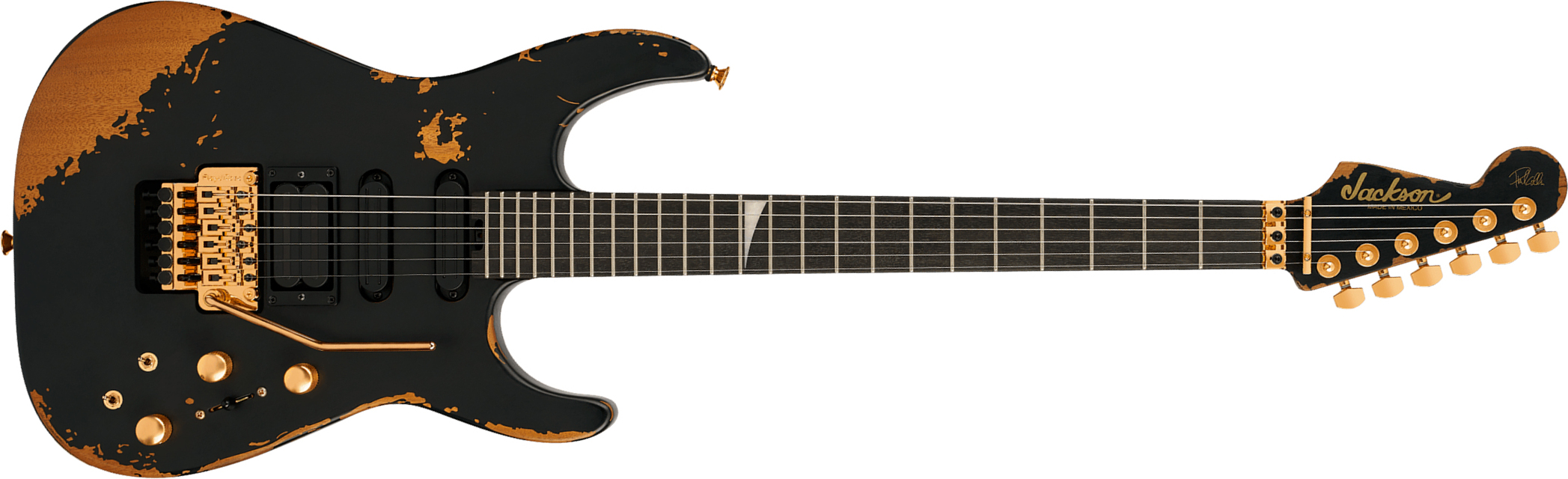 Jackson Phil Collen Pc1e Pro Mex Signature Hsh Fr Eb - Worn Black - Guitarra eléctrica de autor - Main picture