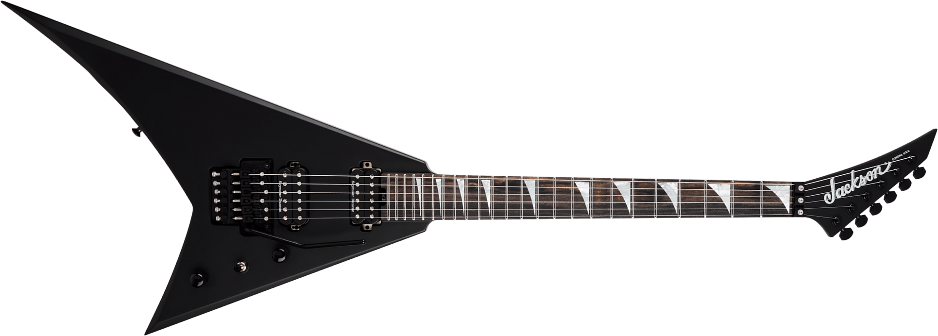 Jackson Rhoads Rr24 American 2h Seymour Duncan Fr Eb - Satin Black - Guitarra electrica metalica - Main picture
