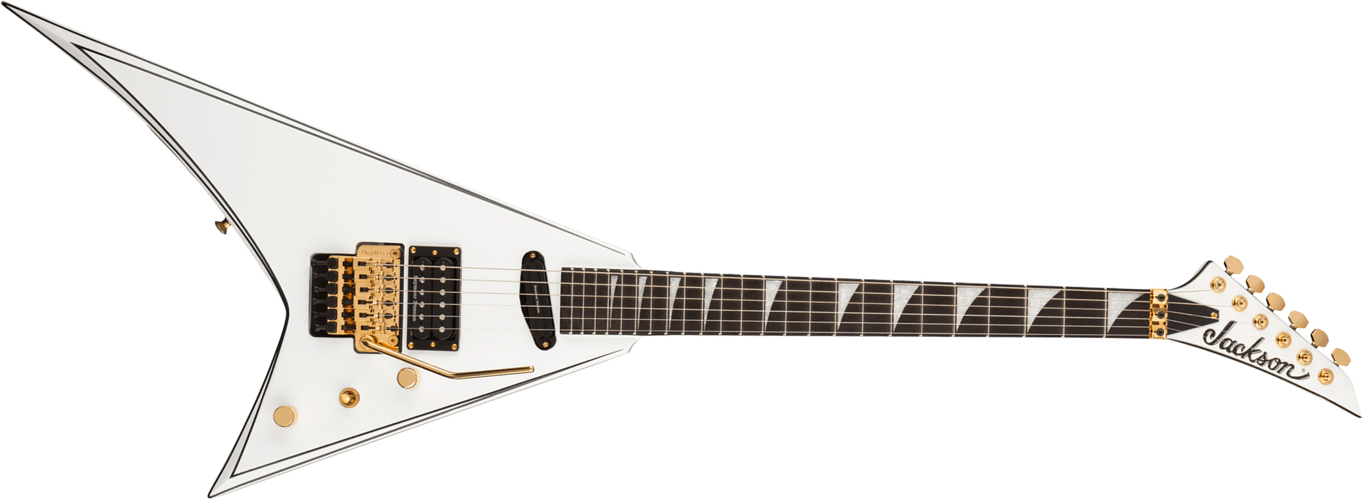 Jackson Rhoads Rr24 Hs Concept Hst Seymour Duncan Fr Eb - White With Black Pinstripes - Guitarra electrica metalica - Main picture