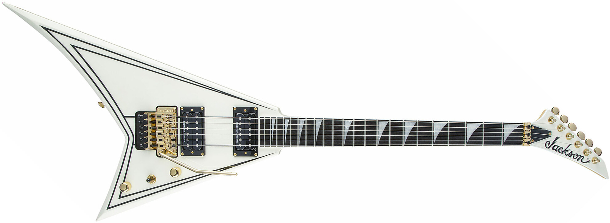Jackson Rhoads Rr3 Pro 2h Seymour Duncan Fr Eb - Ivory With Black Pinstripes - Guitarra electrica metalica - Main picture