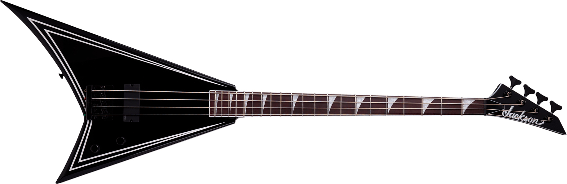 Jackson Rhoads Rrb Iv X-series Bass Active Emg Ama - Black With White Pinstripe - Bajo eléctrico de cuerpo sólido - Main picture