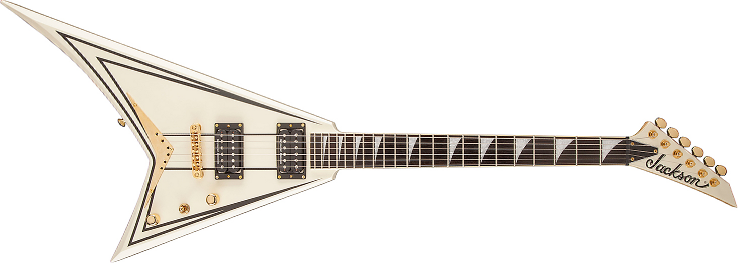 Jackson Rhoads Rrt-3 Pro 2h Seymour Duncan Ht Eb - Ivory With Black Pinstripes - Guitarra electrica metalica - Main picture