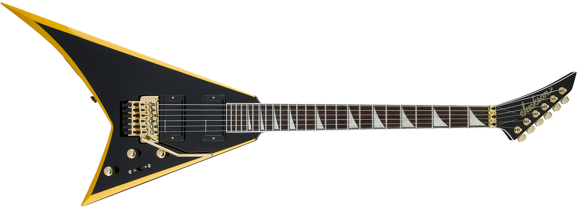 Jackson Rhoads Rrx24 2h Seymour Duncan Fr Lau - Black With Yellow Bevels - Guitarra electrica metalica - Main picture