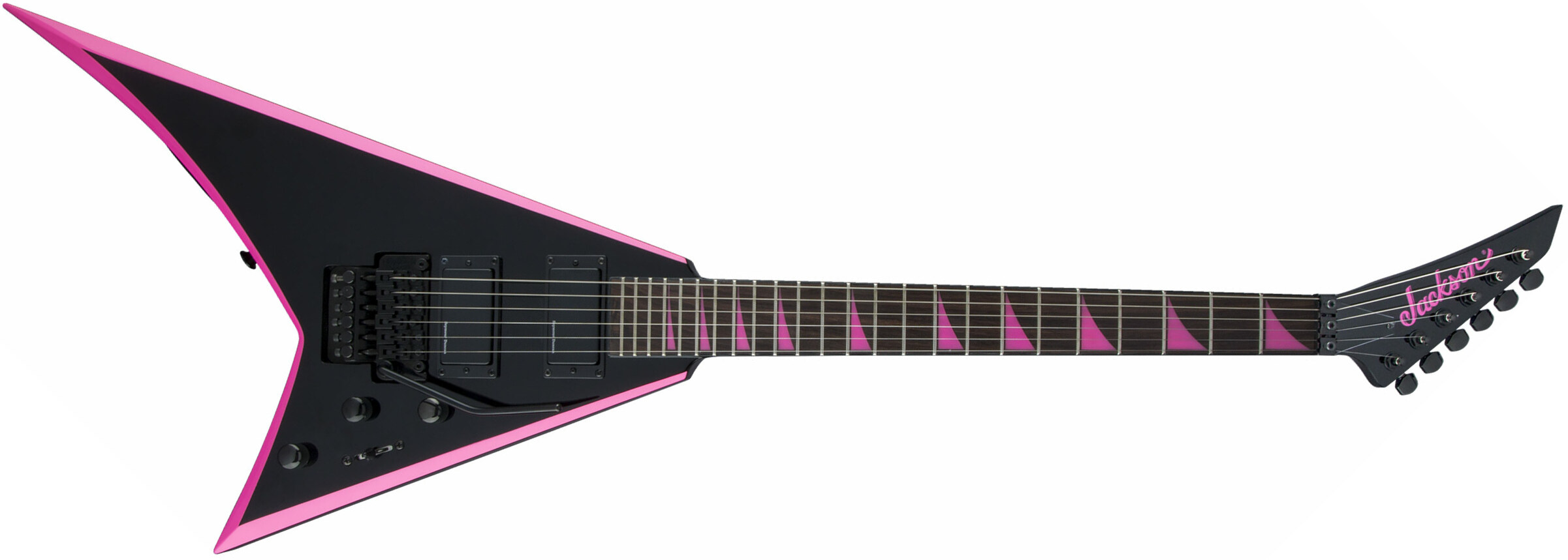 Jackson Rhoads Rrx24 Hh Seymour Duncan Fr Rw - Black With Pink Bevels - Guitarra electrica metalica - Main picture