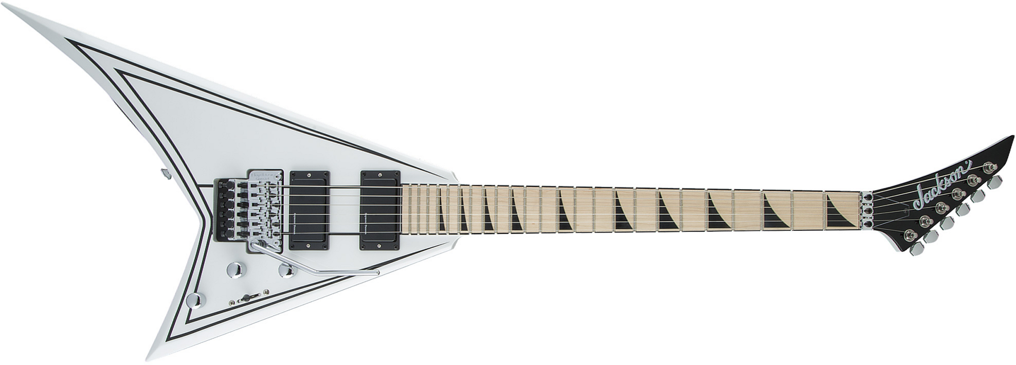 Jackson Rhoads Rrx24m 2h Seymour Duncan Fr Mn - White With Black Pinstripes - Guitarra electrica metalica - Main picture
