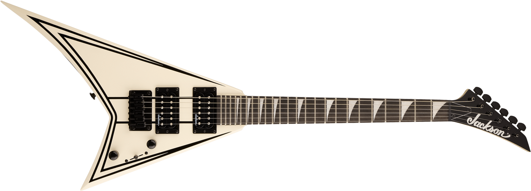 Jackson Rr Minion Js1xm Rhoads Shsc 2h Ht Ama - Snow White W/ Black Pin Stripes - Guitarra eléctrica para niños - Main picture