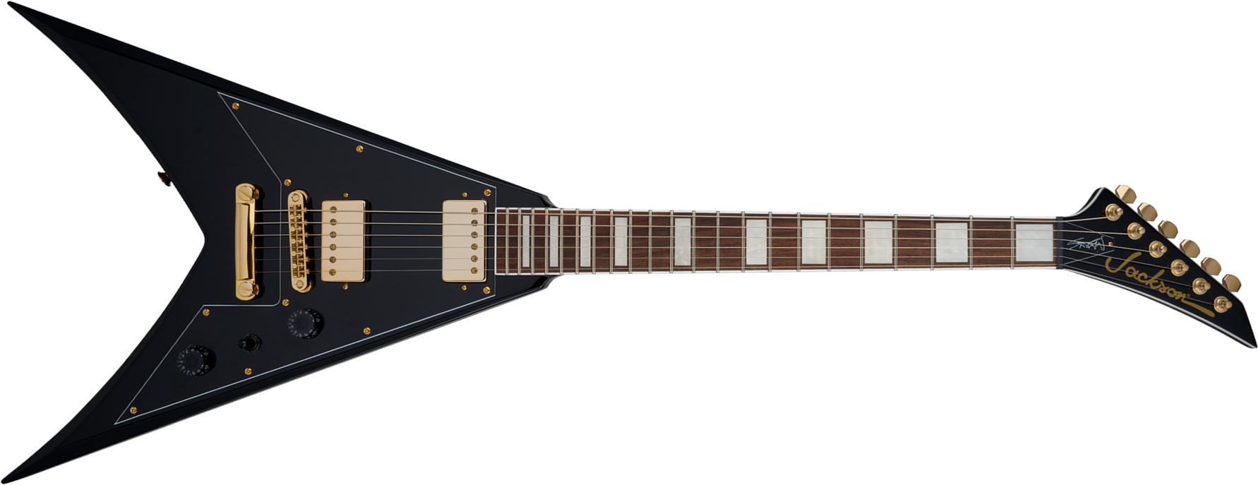Jackson Scott Ian King V Kvxt X-series Signature 2h Ht Lau - Gloss Black - Guitarra eléctrica de autor - Main picture