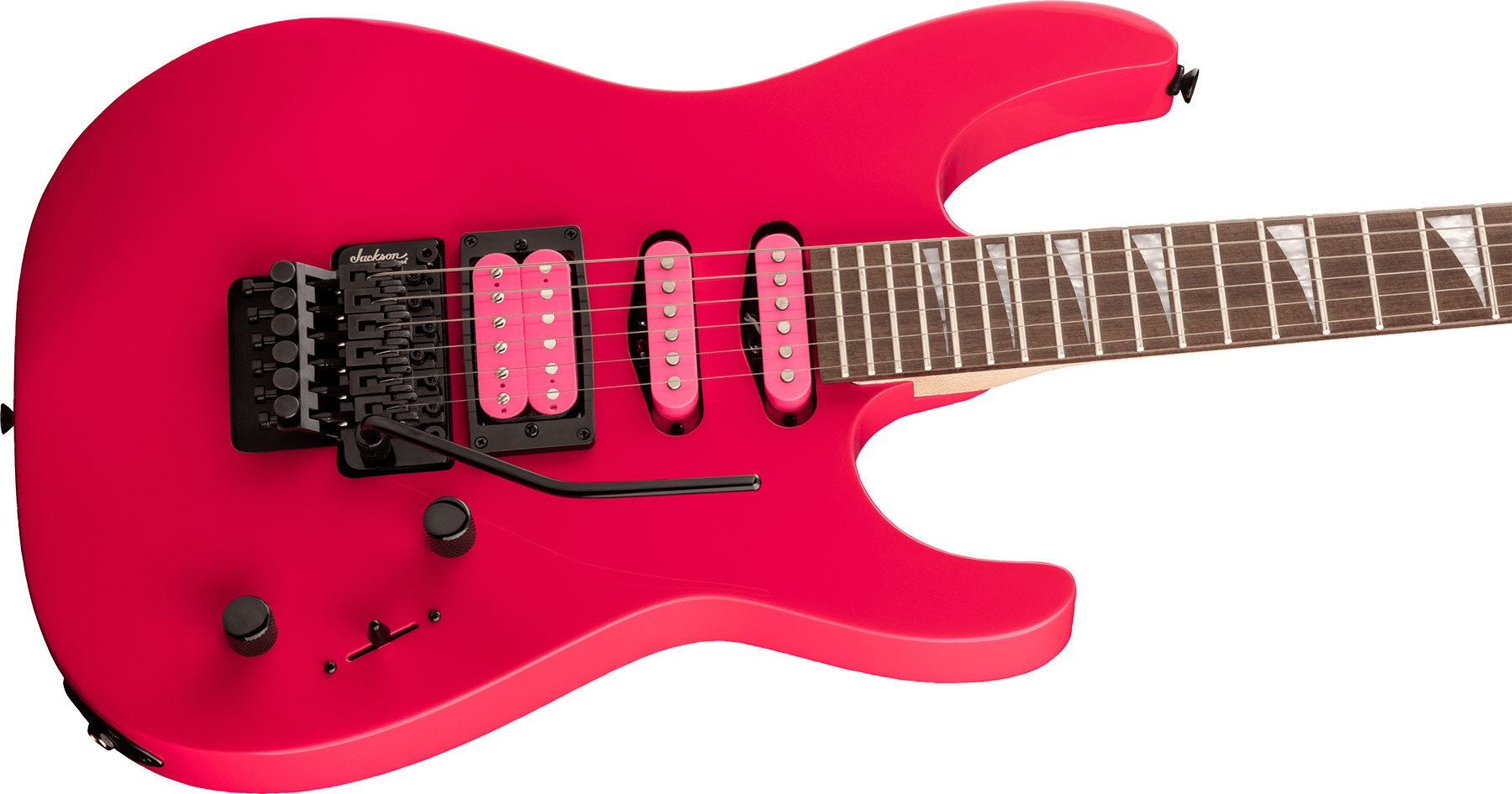 Jackson Dinky Dk3xr Hss Fr Lau - Neon Pink - Guitarra eléctrica con forma de str. - Variation 2