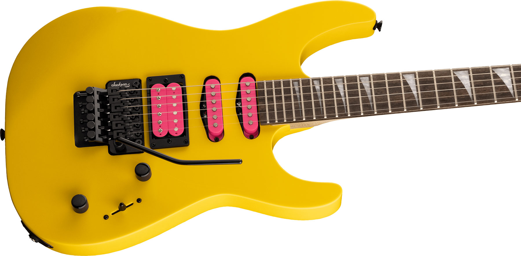 Jackson Dinky Dk3xr Hss Fr Lau - Caution Yellow - Guitarra eléctrica con forma de str. - Variation 2