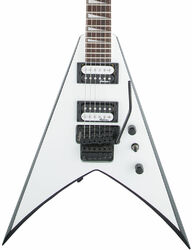 Guitarra electrica metalica Jackson King V JS32 - White black bevels