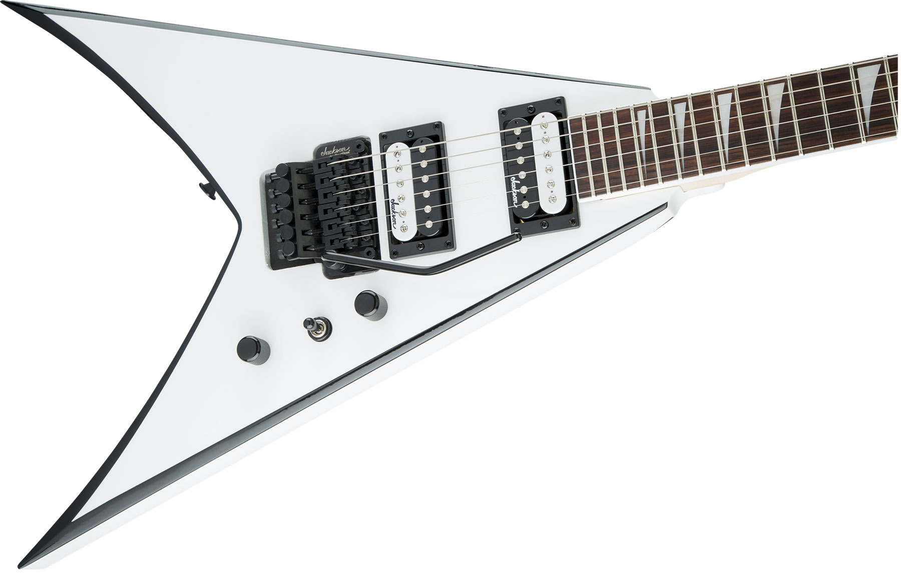 Jackson King V Js32 2h Fr Ama - White Black Bevels - Guitarra electrica metalica - Variation 2