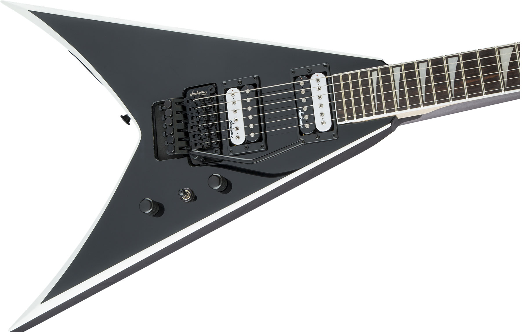 Jackson King V Js32 2h Fr Ama - Black White Bevels - Guitarra electrica metalica - Variation 2