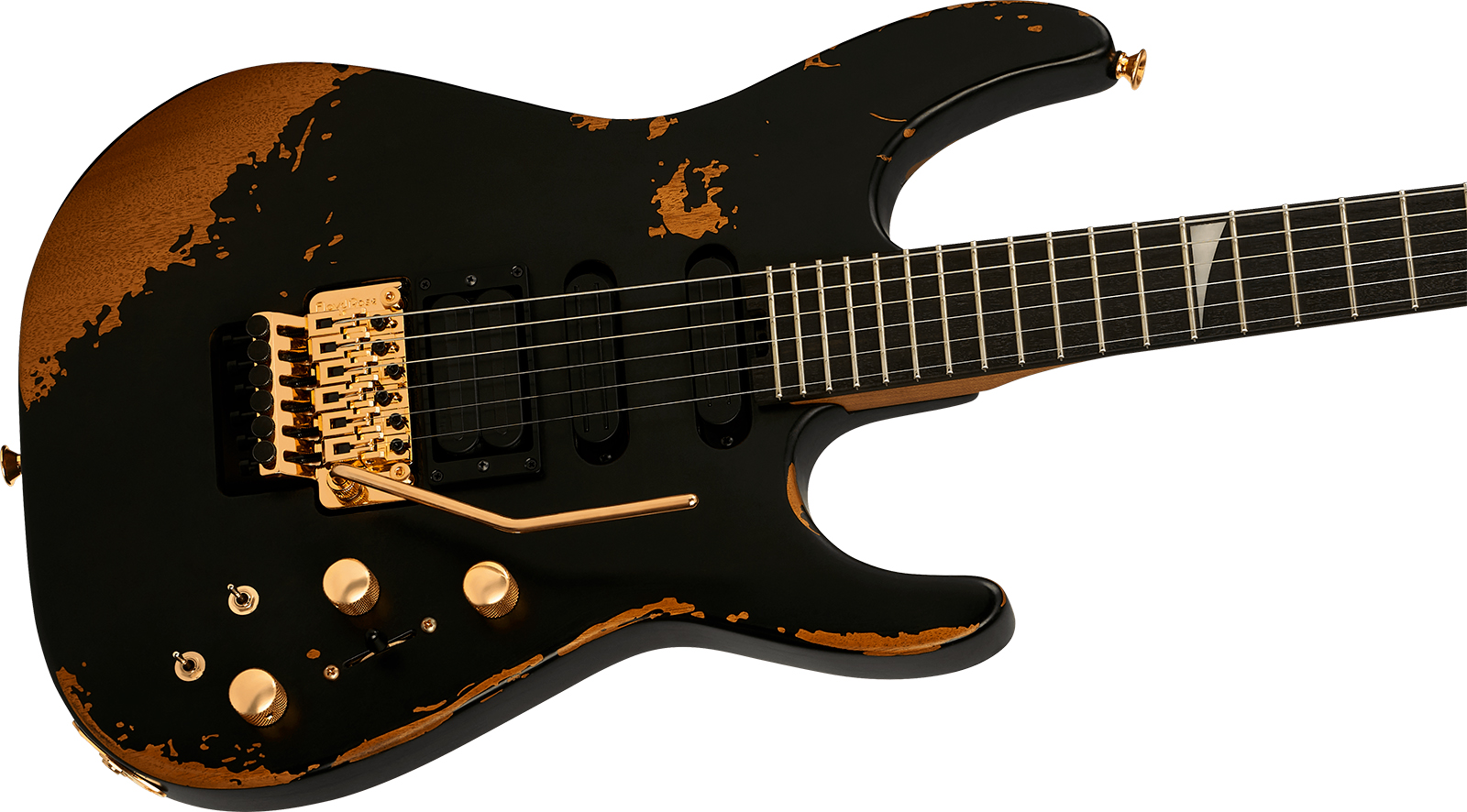 Jackson Phil Collen Pc1e Pro Mex Signature Hsh Fr Eb - Worn Black - Guitarra eléctrica de autor - Variation 2