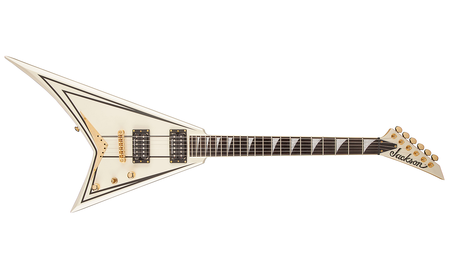 Jackson Rhoads Rrt-3 Pro 2h Seymour Duncan Ht Eb - Ivory With Black Pinstripes - Guitarra electrica metalica - Variation 1