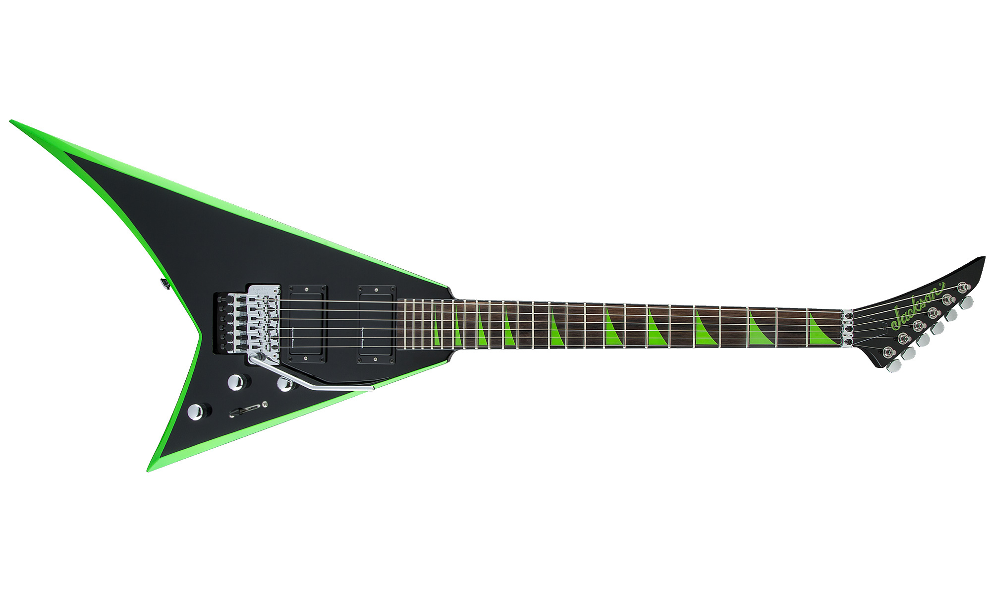 Jackson Rhoads Rrx24 Hh S.duncan Floyd Rose Rw - Black With Neon Green Bevels - Guitarra electrica metalica - Variation 1