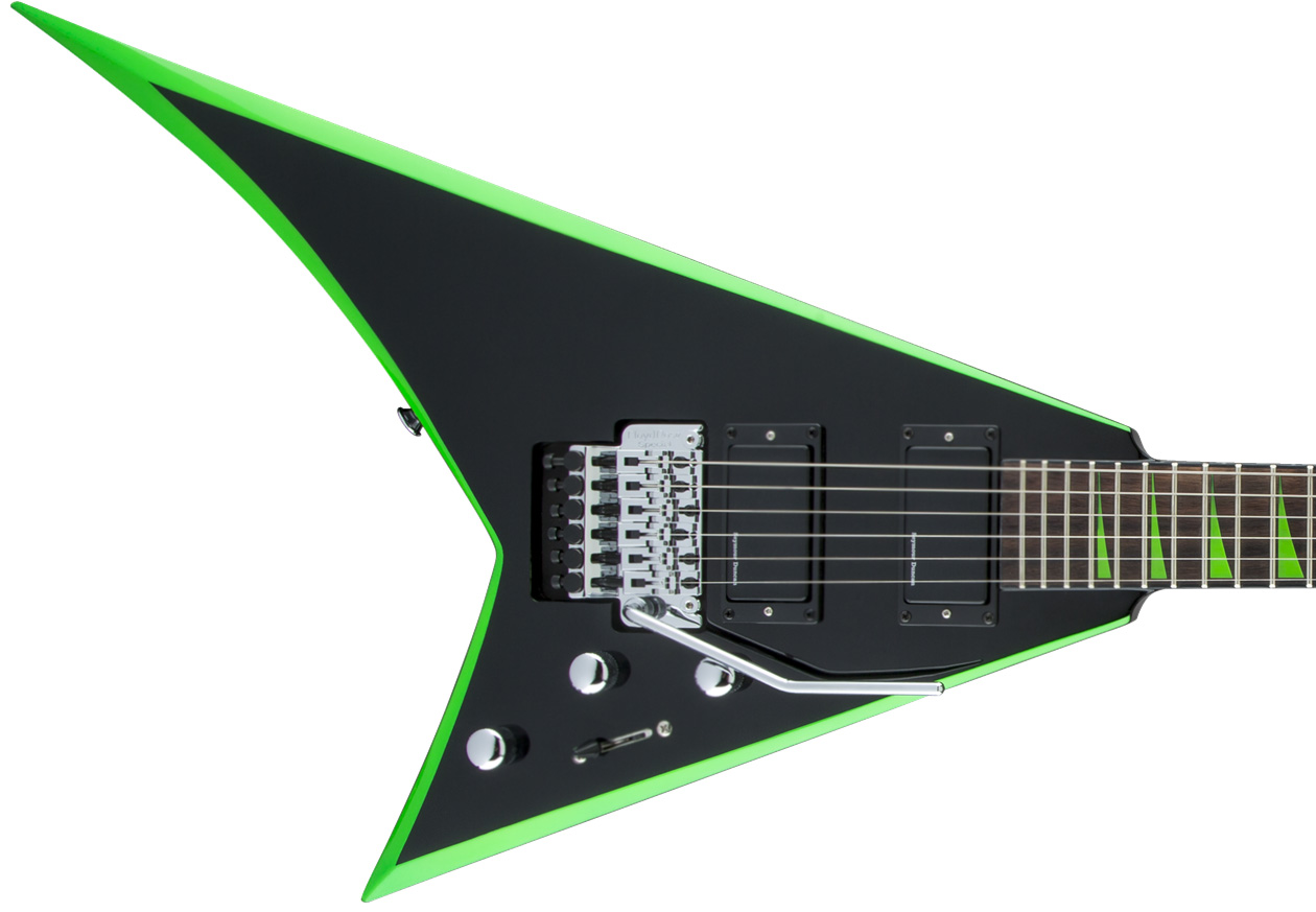 Jackson Rhoads Rrx24 Hh S.duncan Floyd Rose Rw - Black With Neon Green Bevels - Guitarra electrica metalica - Variation 2