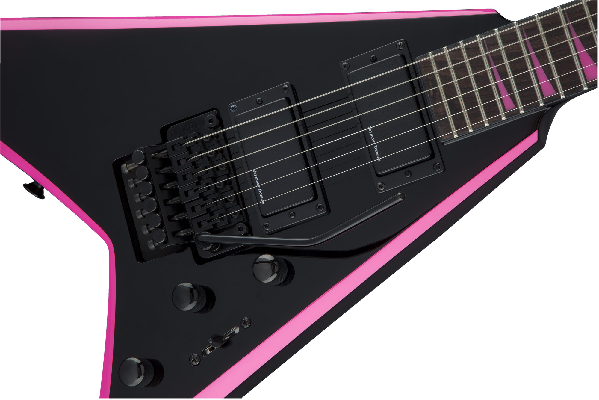 Jackson Rhoads Rrx24 Hh Seymour Duncan Fr Rw - Black With Pink Bevels - Guitarra electrica metalica - Variation 2