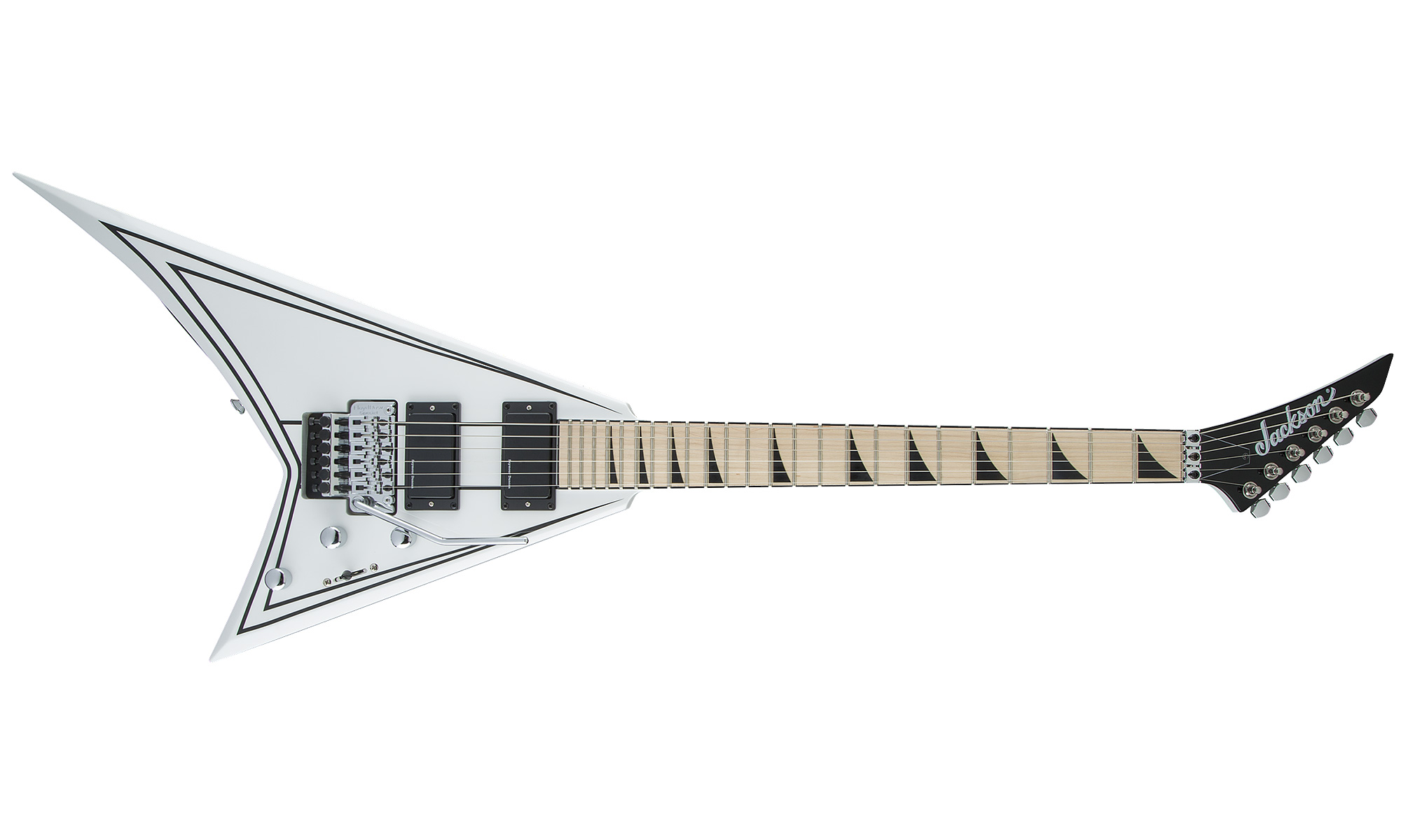 Jackson Rhoads Rrx24m 2h Seymour Duncan Fr Mn - White With Black Pinstripes - Guitarra electrica metalica - Variation 1