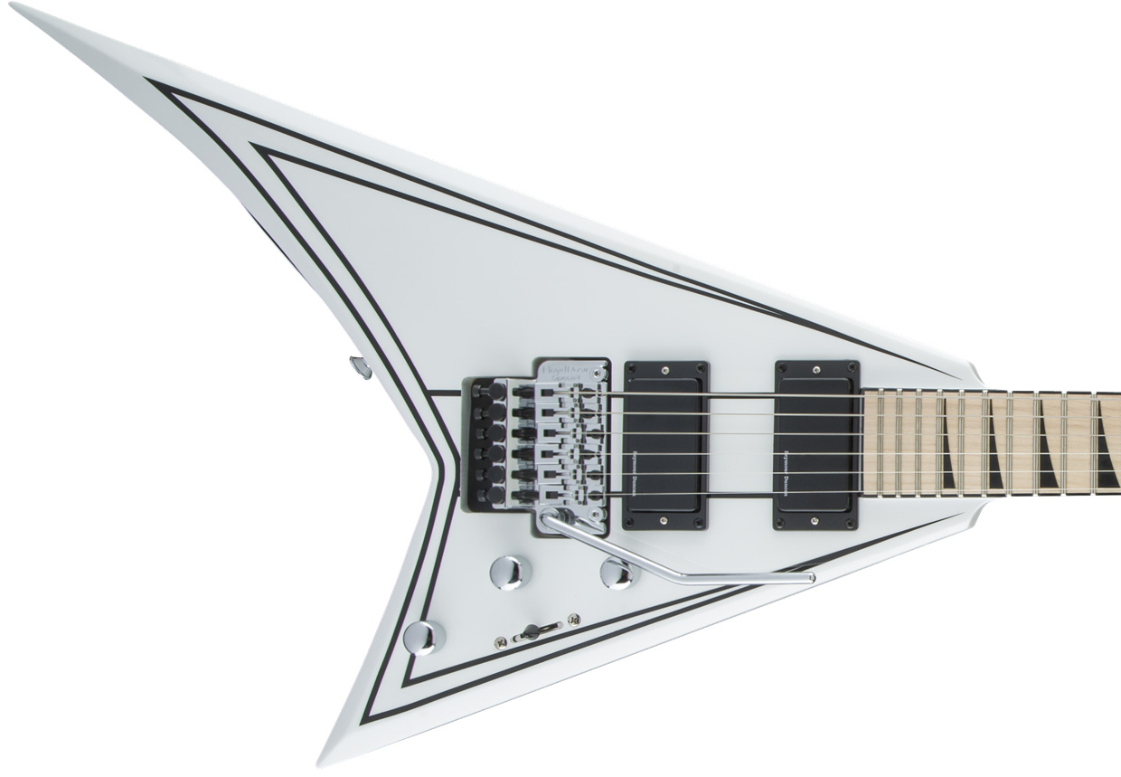 Jackson Rhoads Rrx24m 2h Seymour Duncan Fr Mn - White With Black Pinstripes - Guitarra electrica metalica - Variation 2
