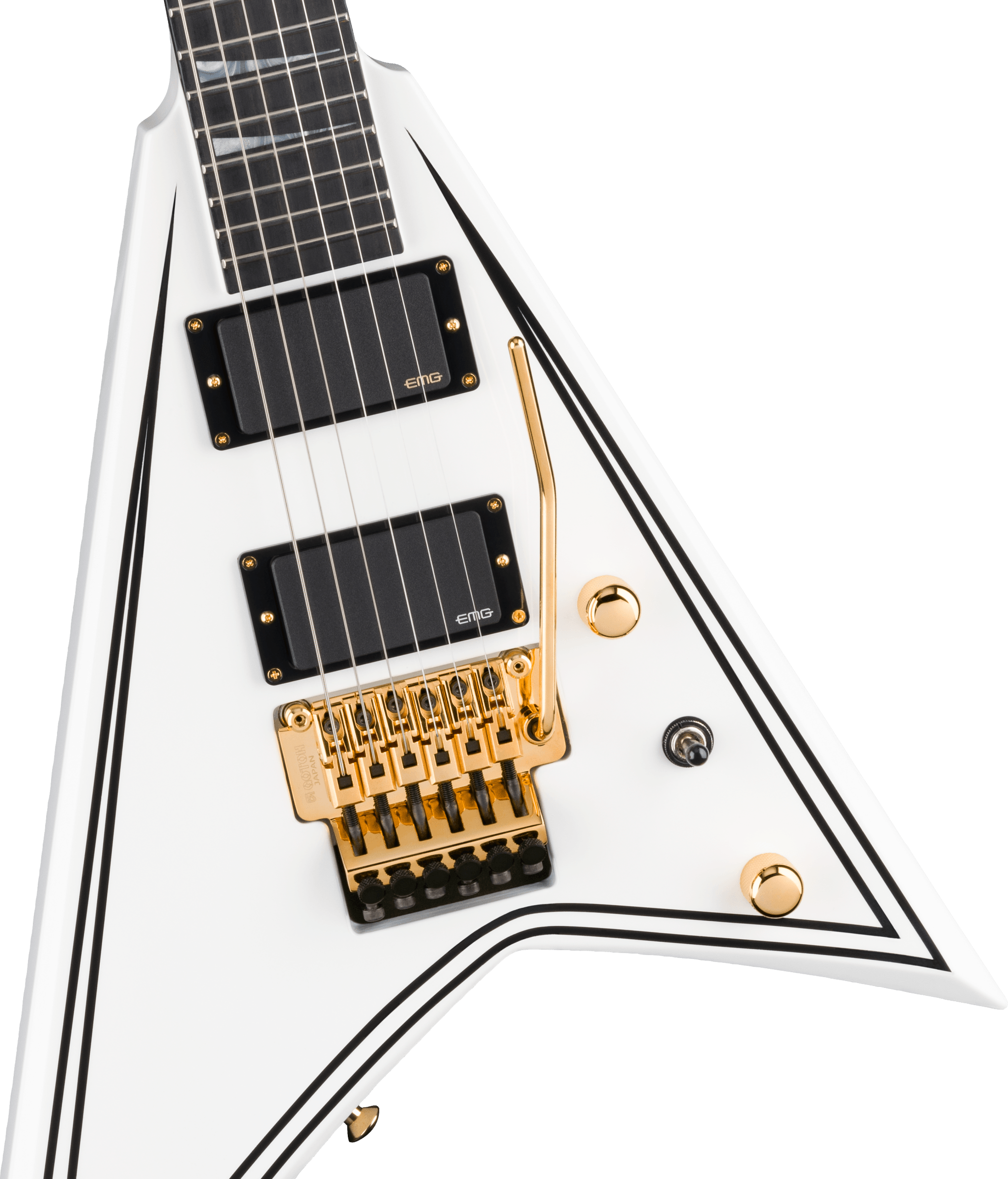 Jackson Rr24mg Mj Series Jap Fr Hh Eb - White With Black Pinstripes - Guitarra electrica metalica - Variation 2