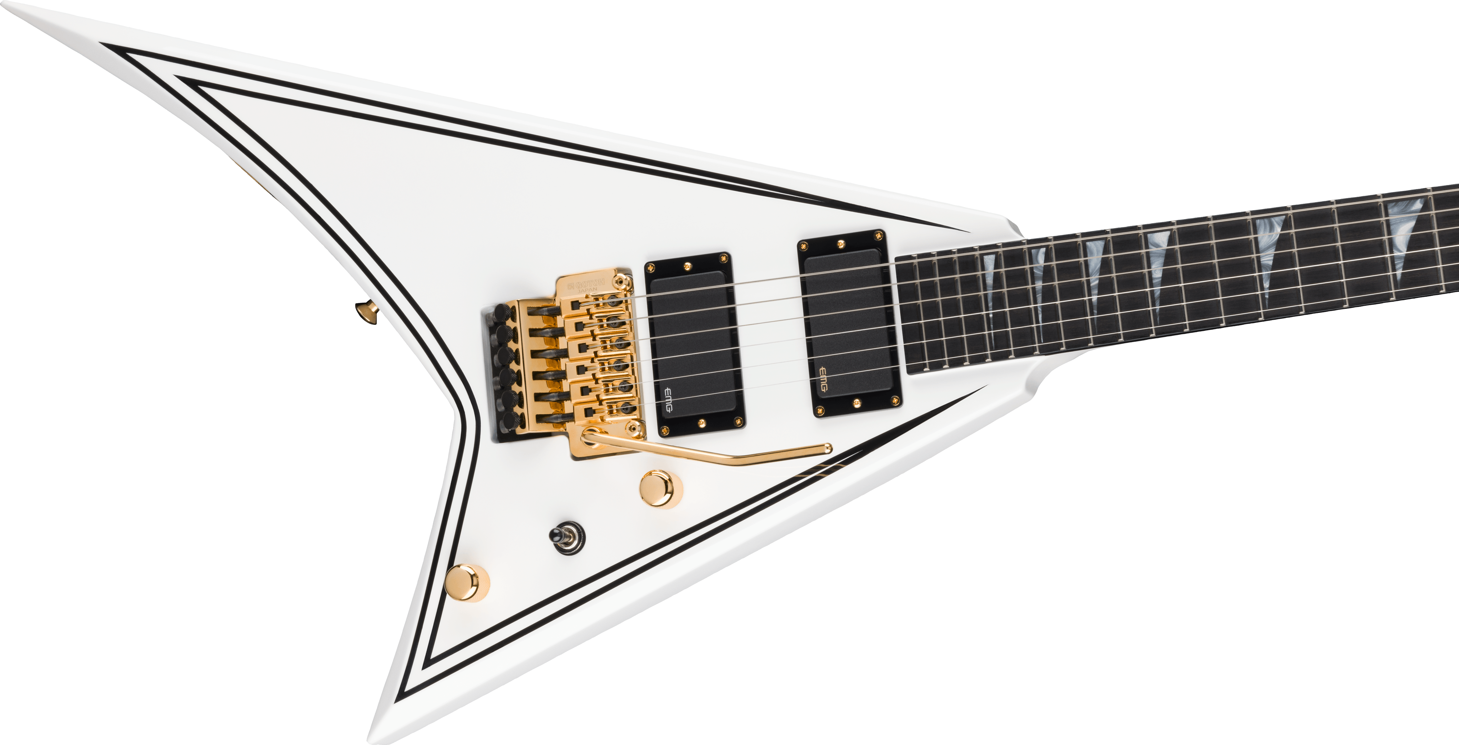 Jackson Rr24mg Mj Series Jap Fr Hh Eb - White With Black Pinstripes - Guitarra electrica metalica - Variation 3